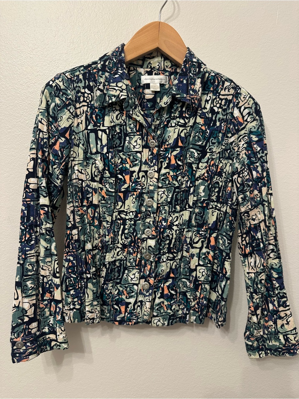 Christopher & Banks Grannycore Multicolor Abstract Print Button-Down Shirt